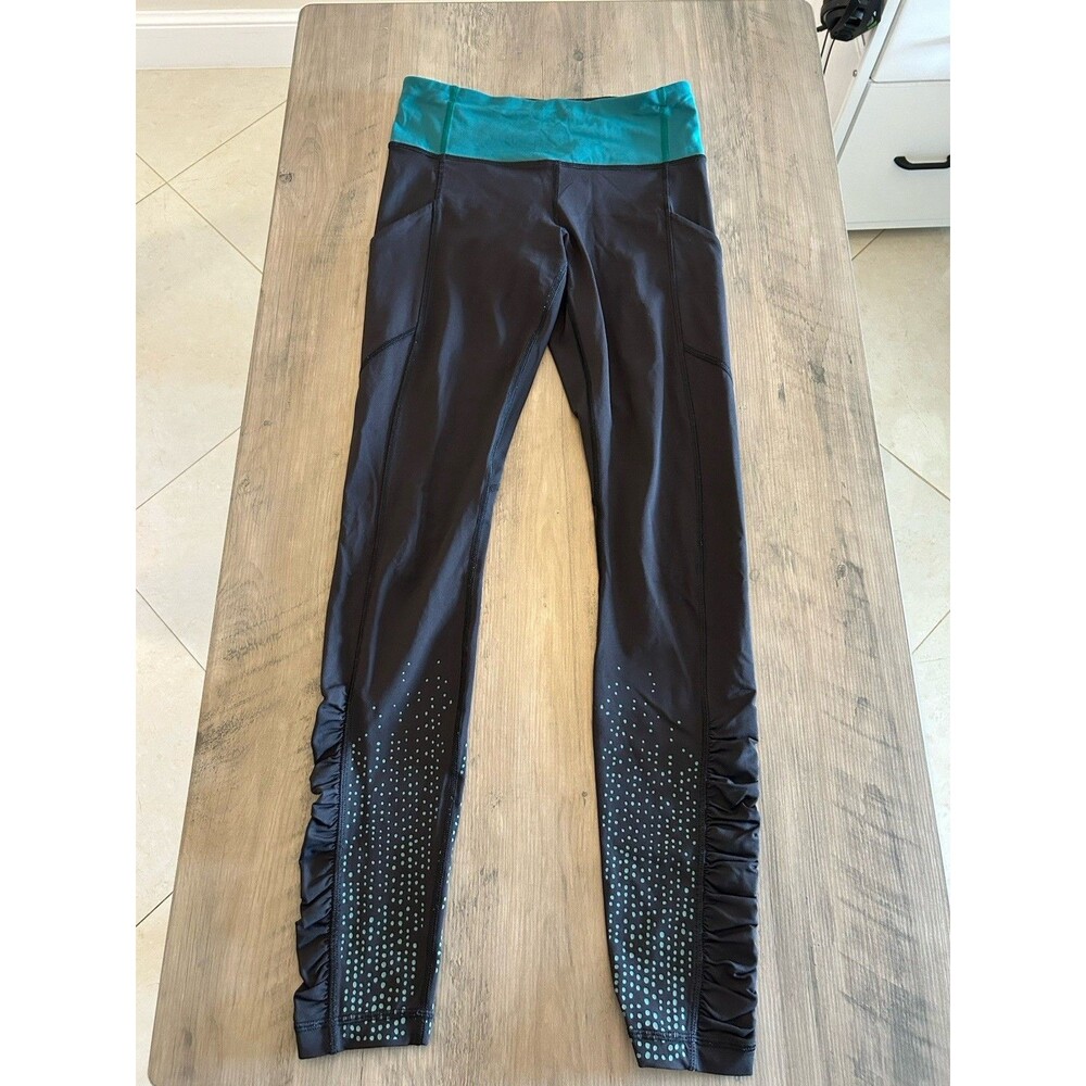 Lululemon Speed Tight Lights Out Sz 4 Forage Teal Black Reflective Run Pant